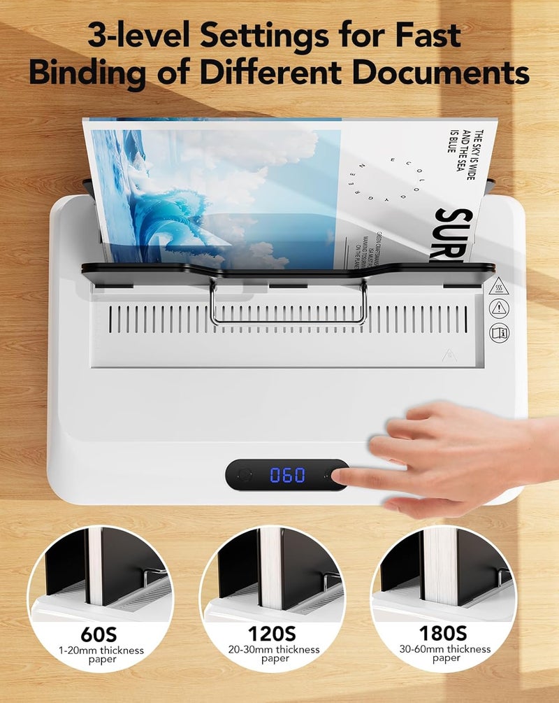 Makeasy Thermal Binding Machine 500 Sheets Capacity with 10PCS Binding Covers, Digital Touch Panel, Air Cooling, Electric Thermal Binder for A4//A5/Letter Size Documents - Image 2